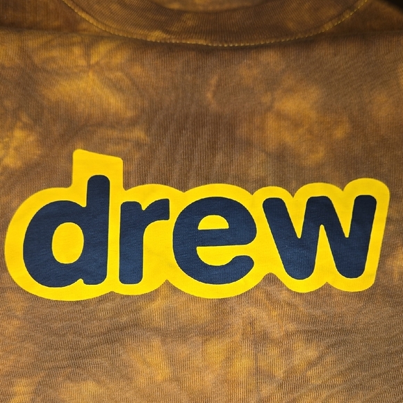 Drew House Secret SS Brown Ti Dye Tee with Yellow Logo - Picture 7 of 10